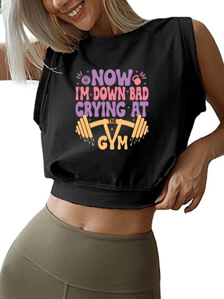 DOWN BAD CRYING AT THE GYM SLEEVELESS CROP TOPS