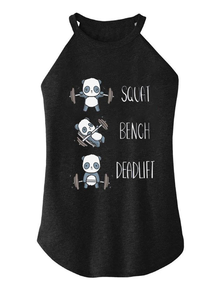 SQUAT BENCH DEADLIFT PANDA TRI ROCKER COTTON TANK