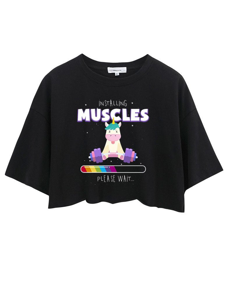 UNICORN INSTALLING MUSCLES CROP TOPS