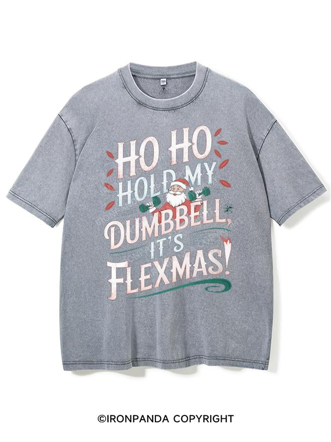 HO HO HOLD MY BUMBBELL IT'S FLEXMAS! VINTAGE GYM SHIRT