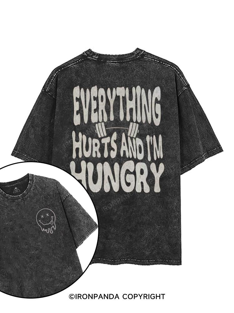 Everything Hurts And I'm Hungry printed Gym Shirt