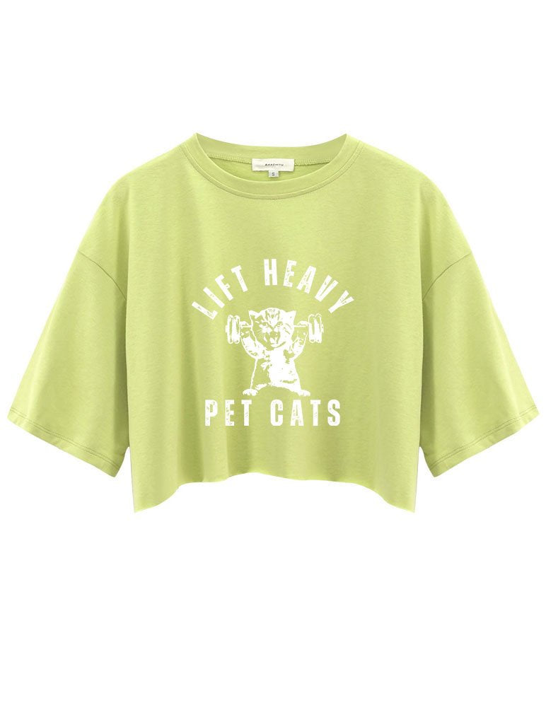 LIFT HEAVY PET CAT Crop Tops