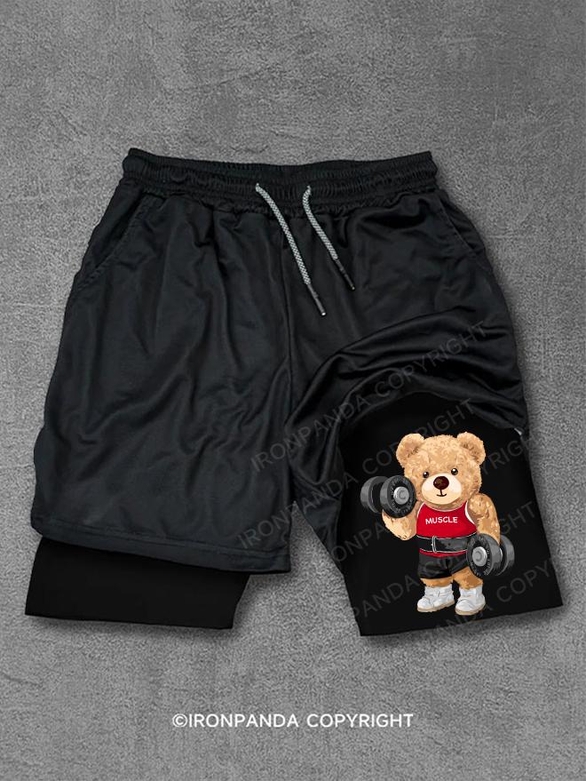 dumbbell weightlifting toy bear Performance Training Shorts