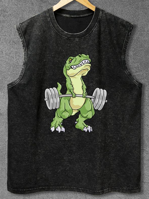 WEIGHTLIFTING DINOSAUR Washed Gym Tank