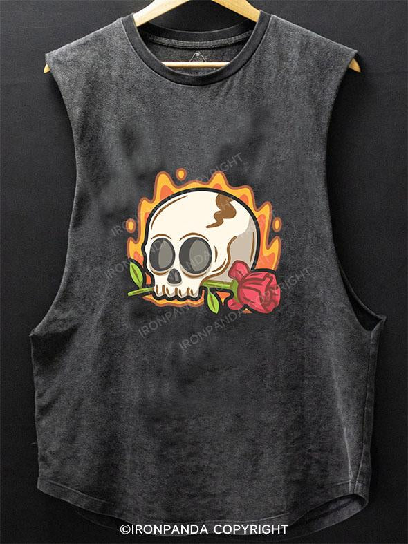 SKELETON FLOWER FIRE SCOOP BOTTOM COTTON TANK