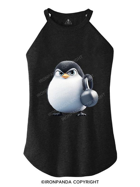 KETTLEBELL-WIELDING PENGUIN TRI ROCKER COTTON TANK