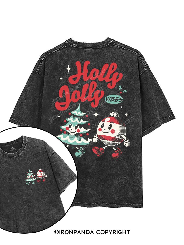 HOLLY JOLLY VIBES printed Gym Shirt