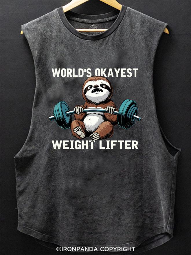 World's Okayest Weight Lifter SCOOP BOTTOM COTTON TANK