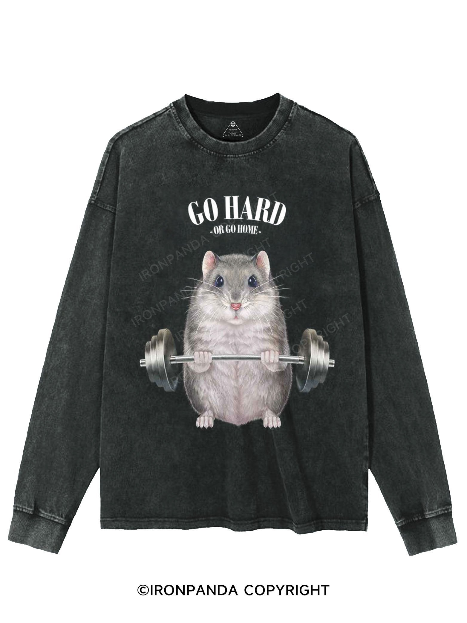 Grey Hamster Weightlifting WASHED LONG SLEEVE SHIRT