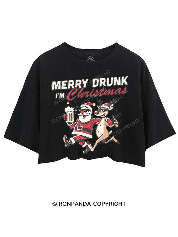 MERRY DRUNK I'M CHRISTMAS CROP TOPS