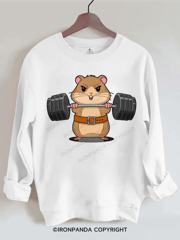 Cute Hamster Weightlifting Gym Sweatshirt