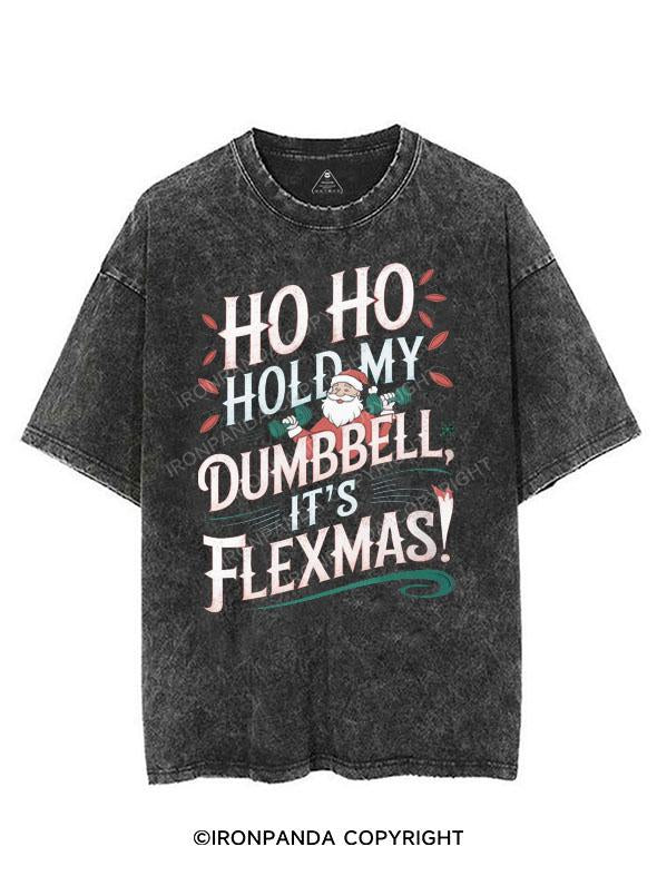 HO HO HOLD MY BUMBBELL IT'S FLEXMAS! VINTAGE GYM SHIRT