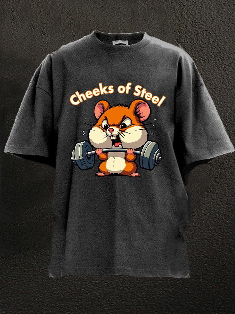 cheeks of steel Washed Gym Shirt