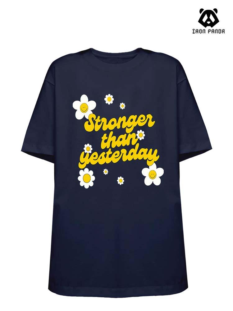 STRONGER THAN YESTERDAY Loose fit cotton  Gym T-shirt