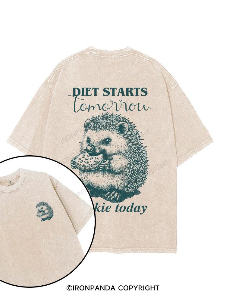 diet starts tomorrow cookie today printed Gym Shirt