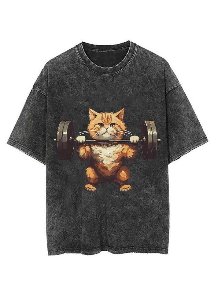 Cat weightlifting Vintage Gym Shirt