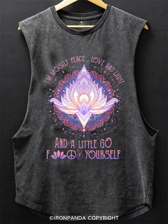 I'M MOSTLY PEACE SCOOP BOTTOM COTTON TANK