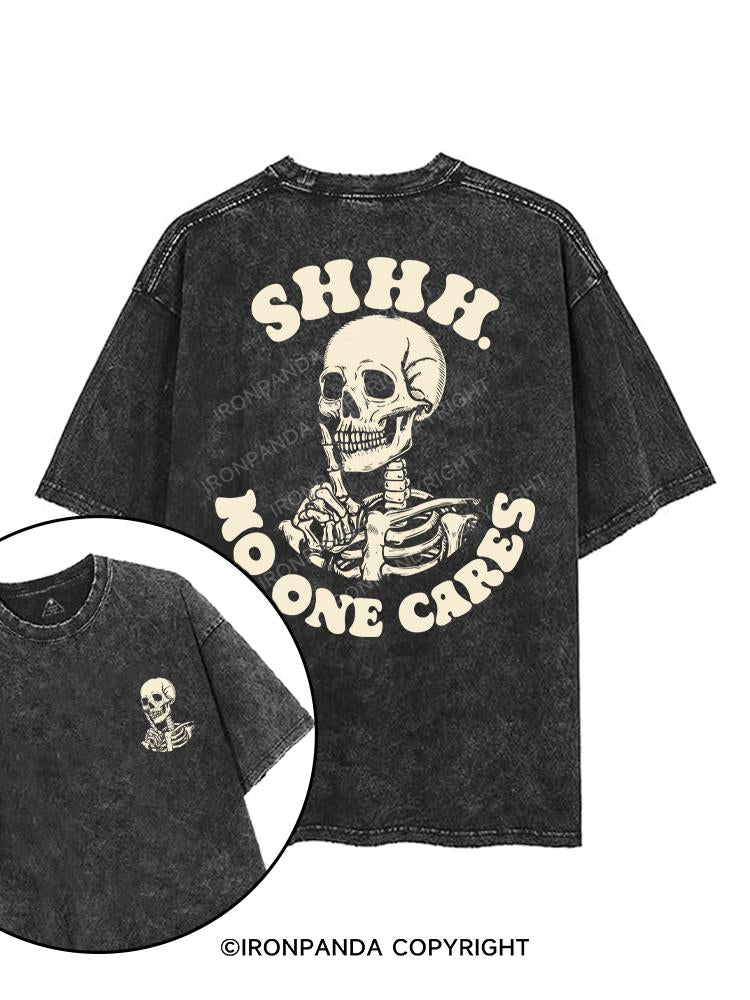 SHHH NO ONE CARES printed Gym Shirt