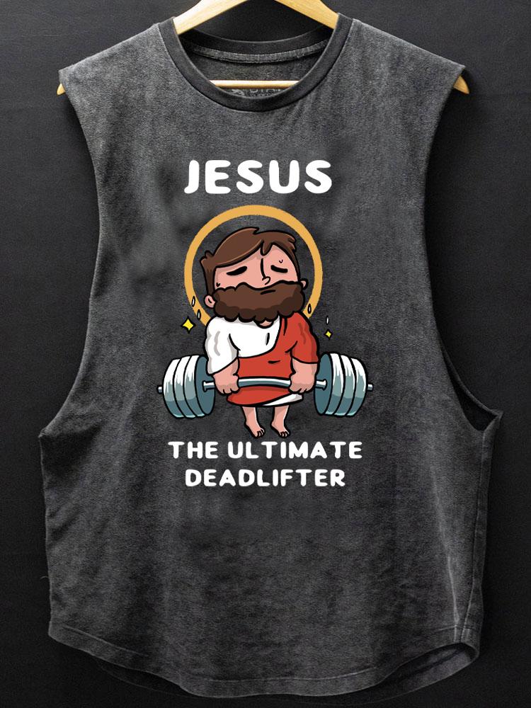 Jesus the Ultimate Deadlifter SCOOP BOTTOM COTTON TANK