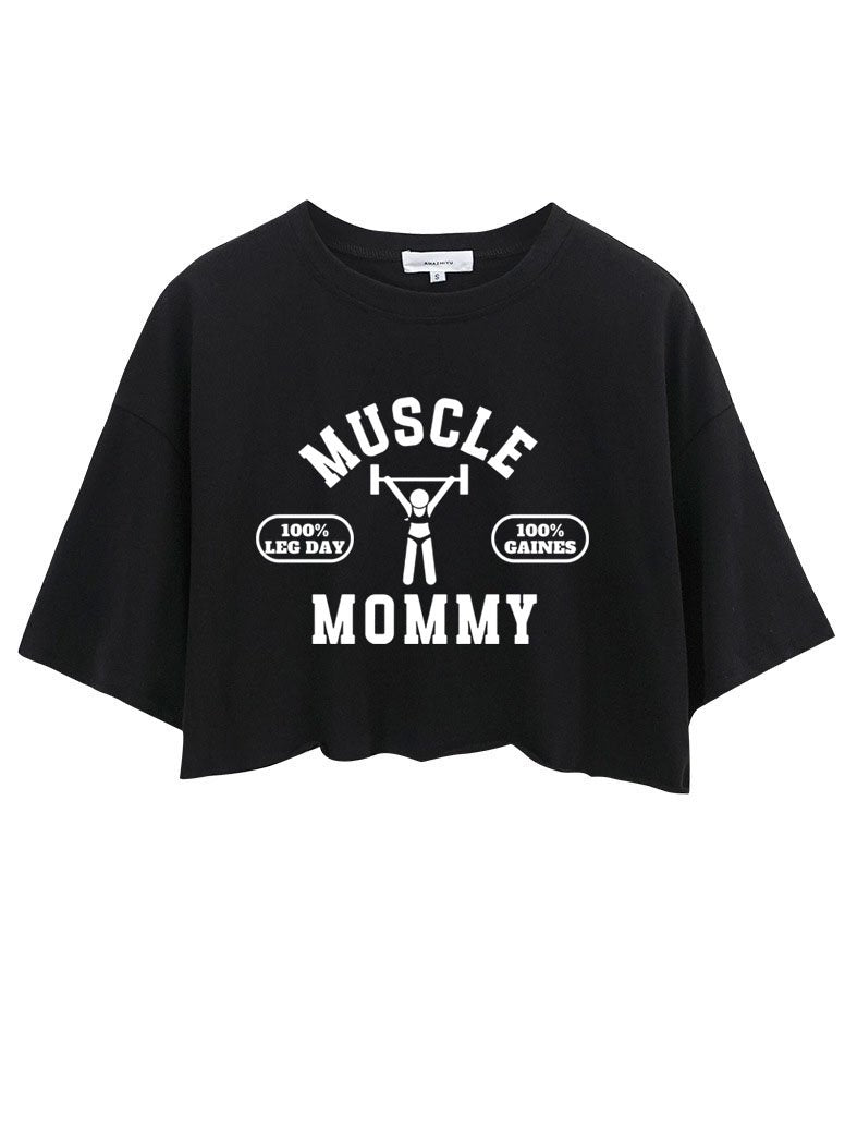 MUSCLE MOMMY LEG DAY WEIGHTLIFTING CROP TOPS