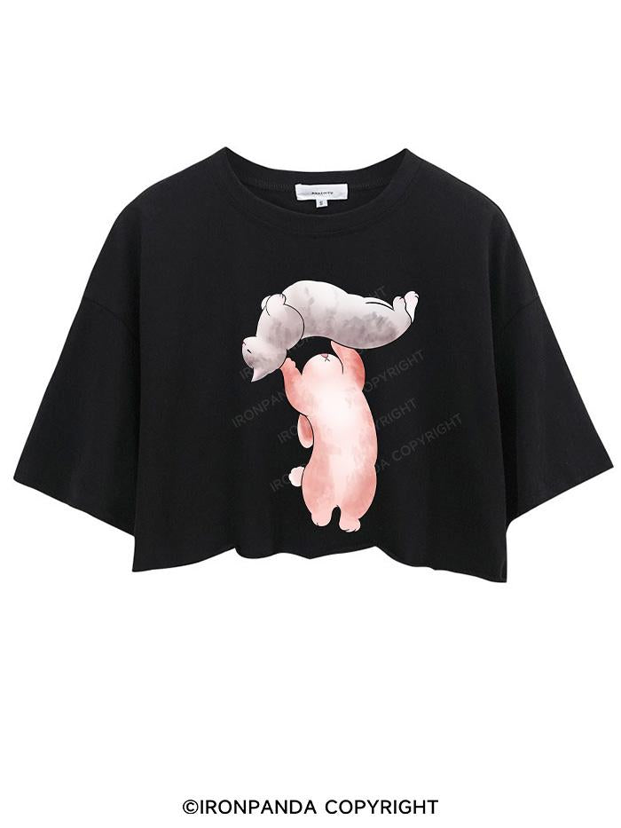 RABBIT LIFTING CAT CROP TOPS