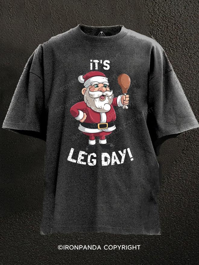 Santa Claus Leg Day Turkey Washed Gym Shirt