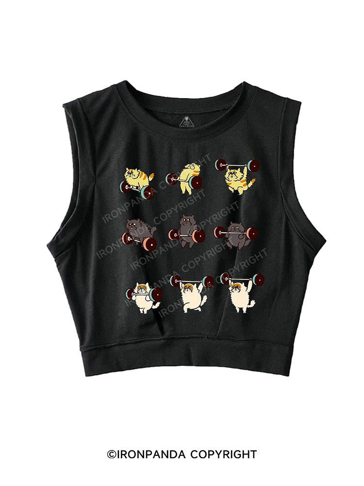 Olympic Weightlifting Cat SLEEVELESS CROP TOPS