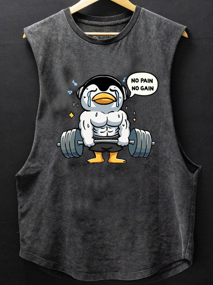 no pain no gain penguin SCOOP BOTTOM COTTON TANK