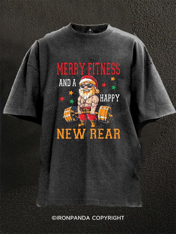 Merry Fitness Happy New Rear Washed Gym Shirt