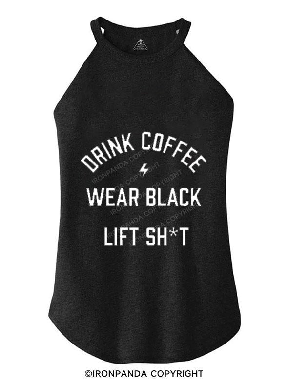 DRINK COFFEE WEAR BLACK TRI ROCKER COTTON TANK