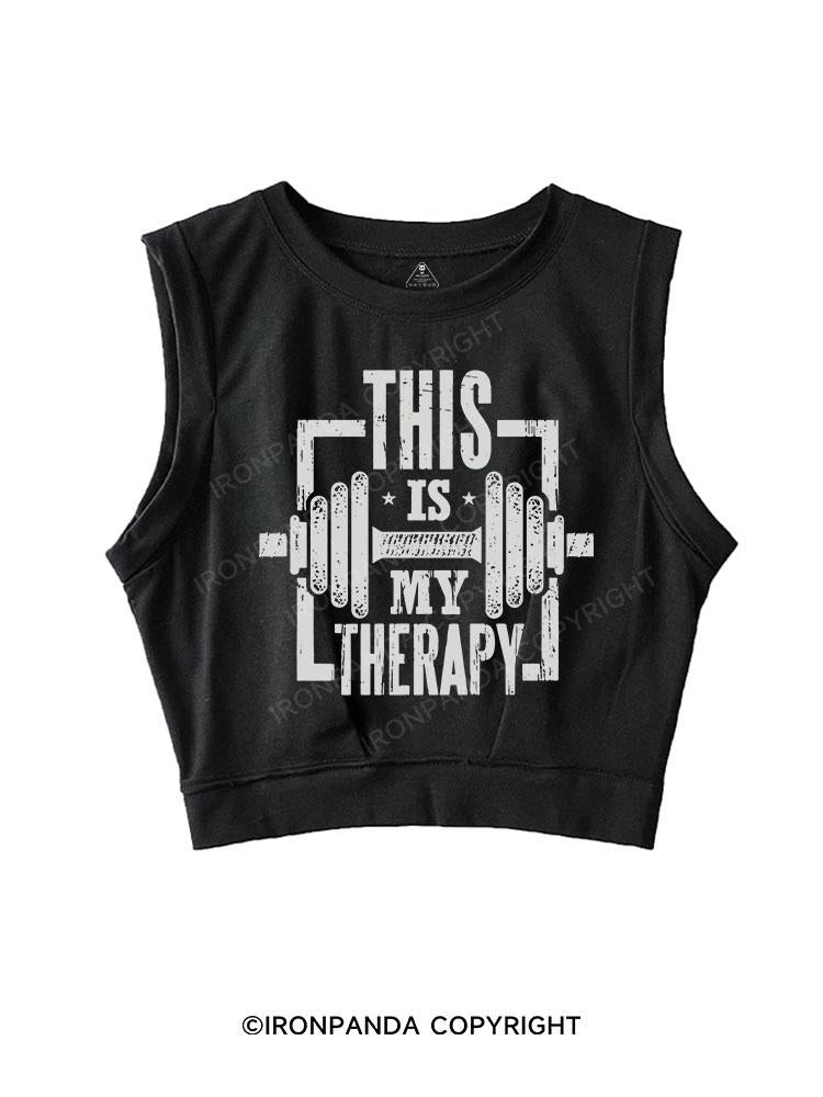 THIS IS MY THERAPY SLEEVELESS CROP TOPS