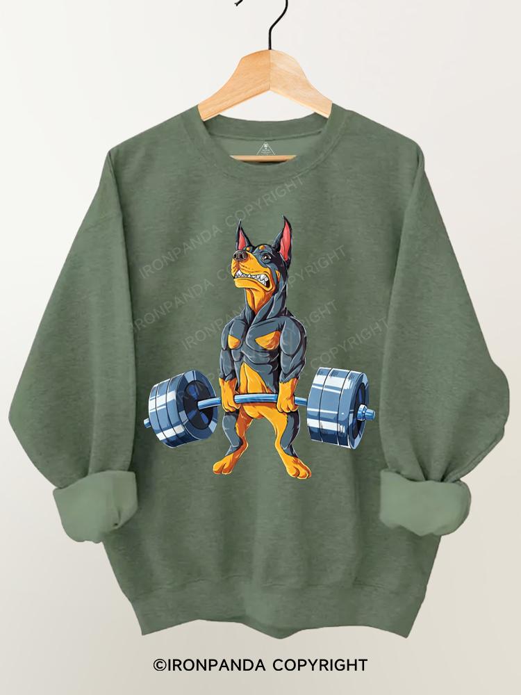 Doberman Weightlifting Gym Sweatshirt