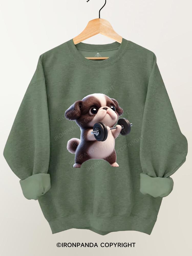 Puppy weight lifting Gym Sweatshirt