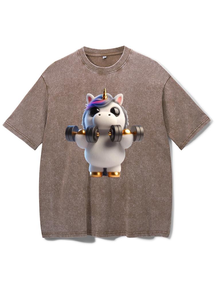 Unicorn Weightlifting Washed Gym Shirt