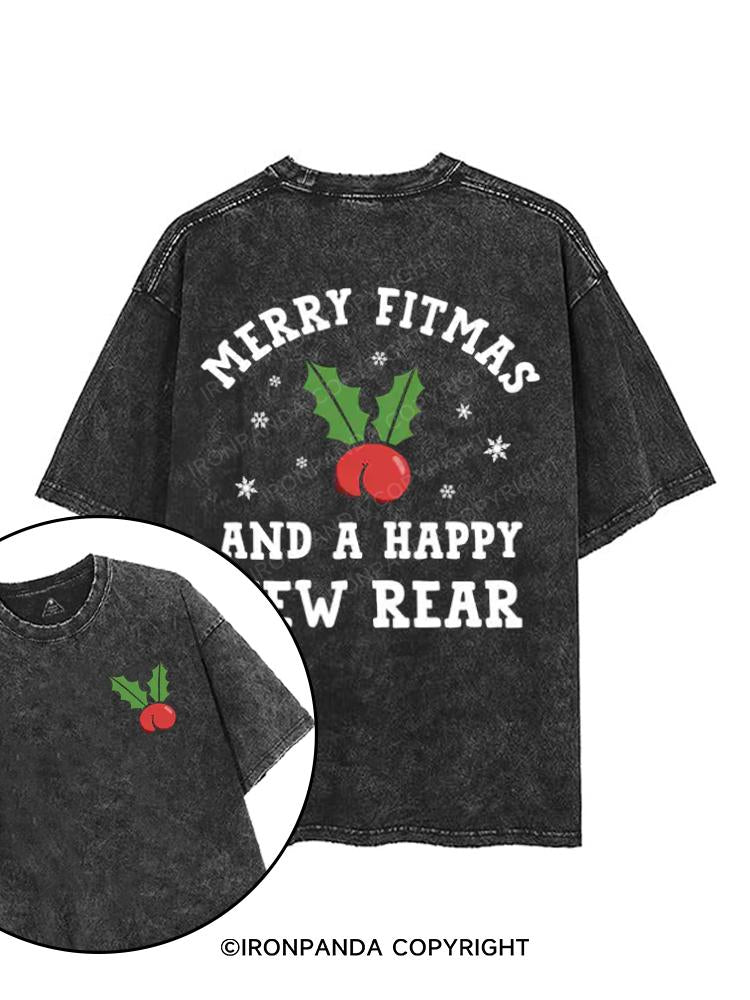 Merry Fitmas And A Happy New Rear printed Gym Shirt