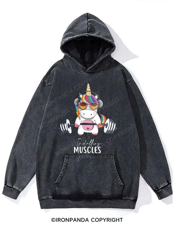 Muscular Unicorn Washed Gym Hoodie