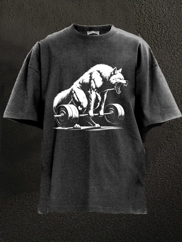 weightlifting wolf Washed Gym Shirt