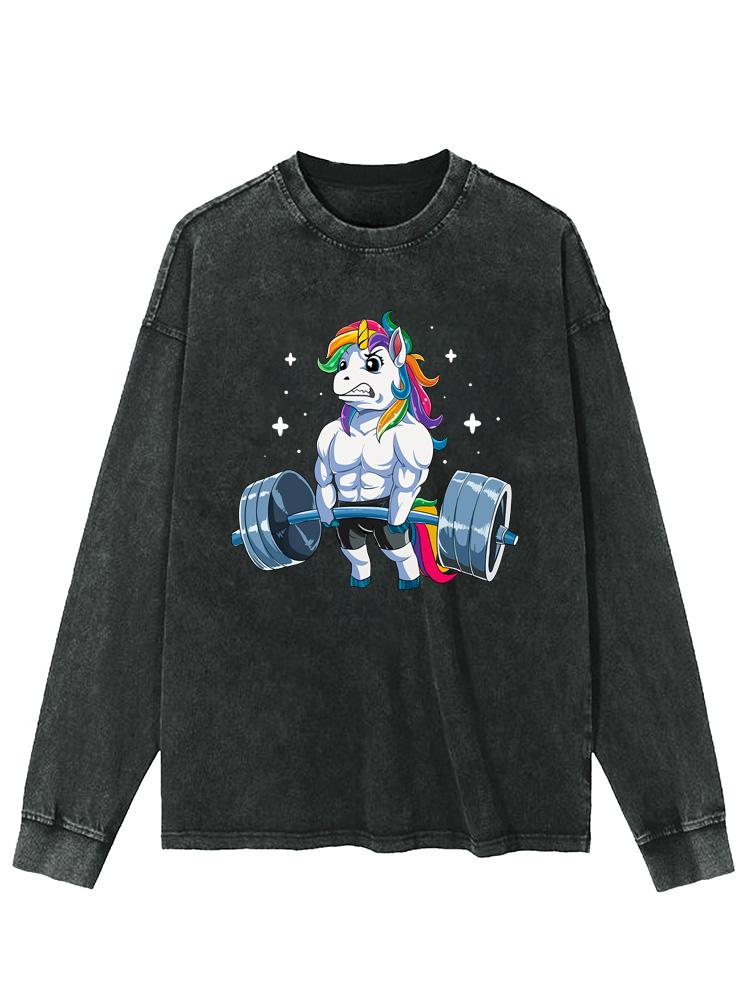 WEIGHTLIFTING UNICORN Washed Long Sleeve Shirt