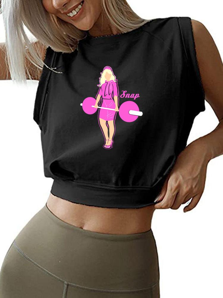 BARBELL WOMAN SLEEVELESS CROP TOPS