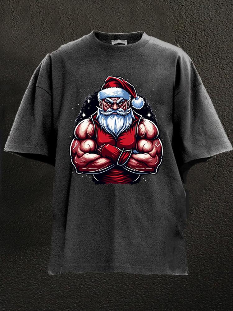 muscle santa claus Washed Gym Shirt