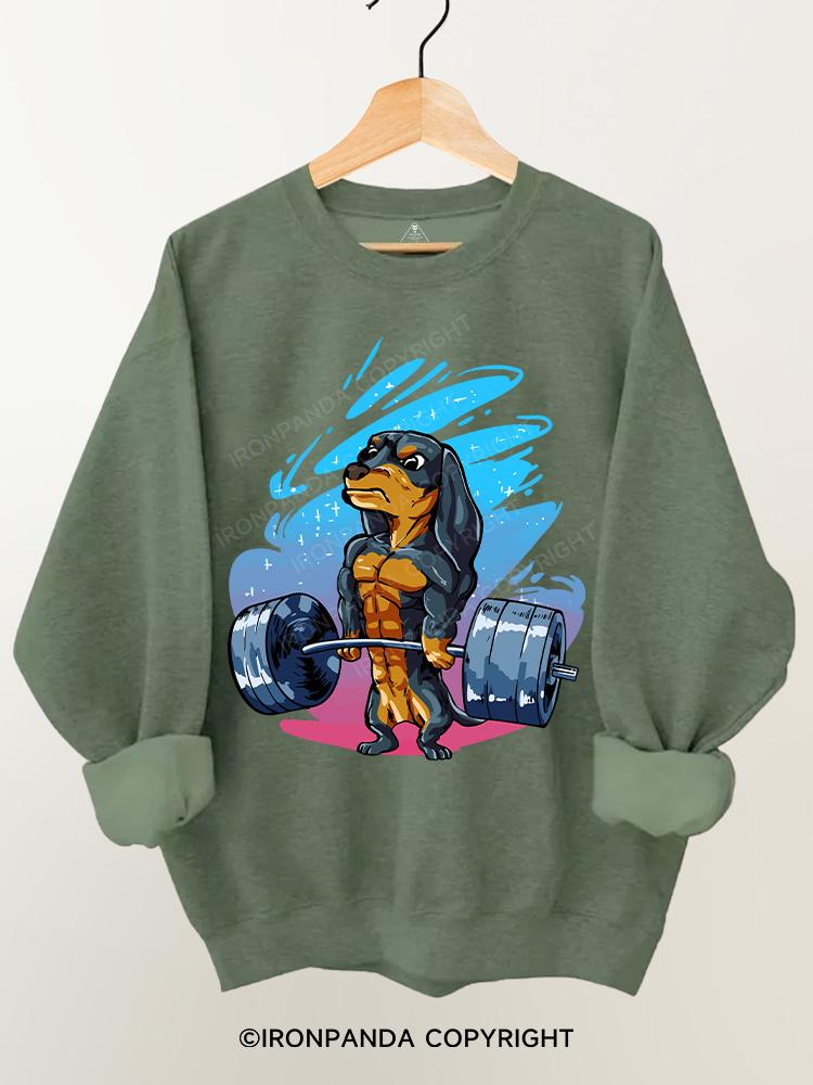 Dachshund Dog Weightlifting Gym Sweatshirt