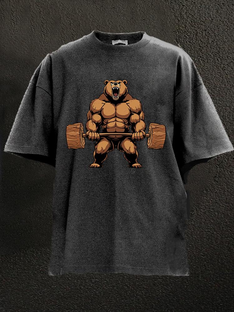 bear lift heavy Washed Gym Shirt