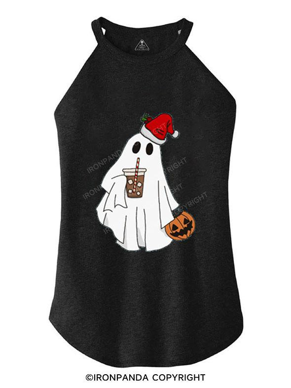 SANTA GHOST WITH PUMP AND COFFEE TRI ROCKER COTTON TANK