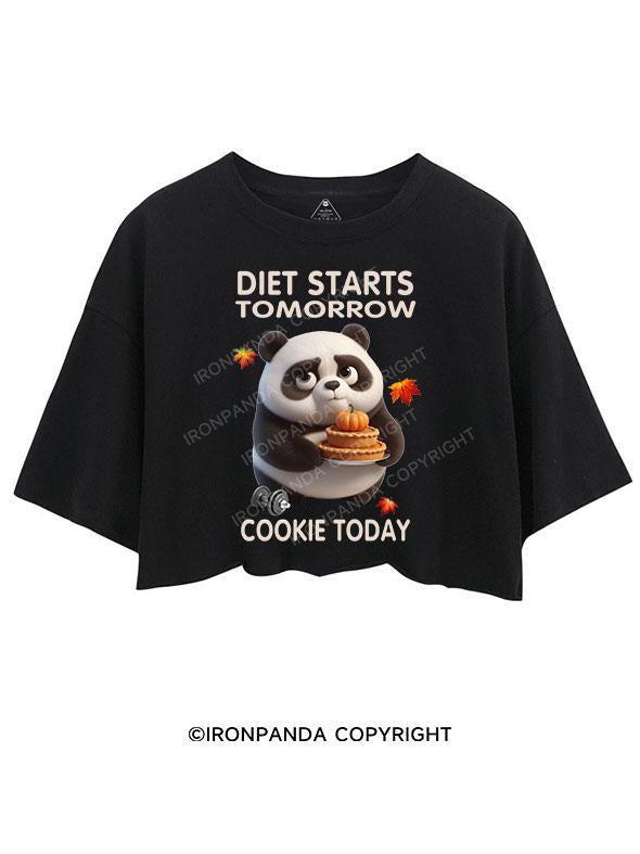 DIET STARTS TOMORROW COOKIE TODAY PANDA CROP TOPS