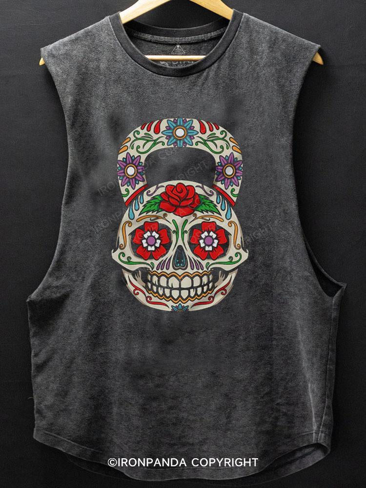 Dia De Los Muertos Kettlebell Scoop Bottom Cotton Tank