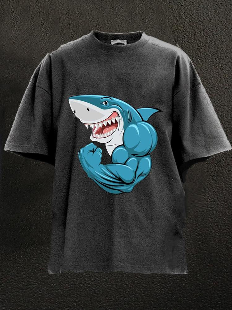 Muscle Shark Washed Gym Shirt