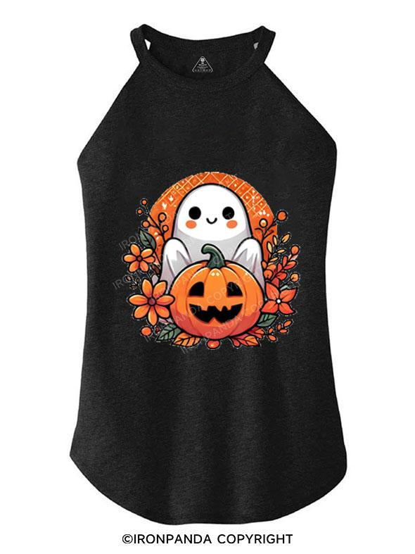 BOO-TIFUL PUMPKIN BLOOM TRI ROCKER COTTON TANK