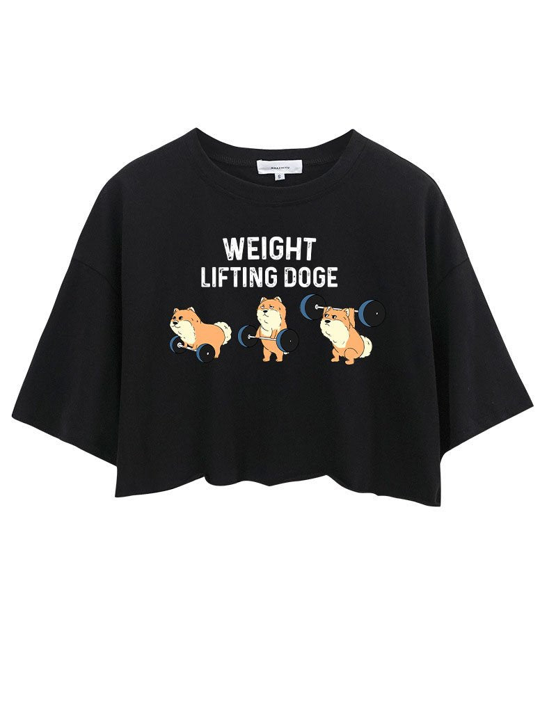 WEIGHTLIFTING DOGE CROP TOPS