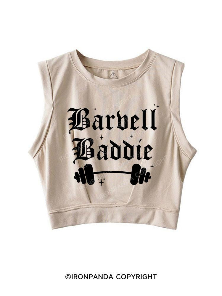 BARBELL BADDIE SLEEVELESS CROP TOPS