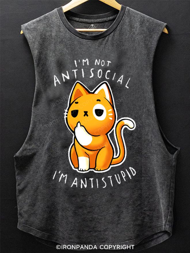 Antisocial cute Cat SCOOP BOTTOM COTTON TANK